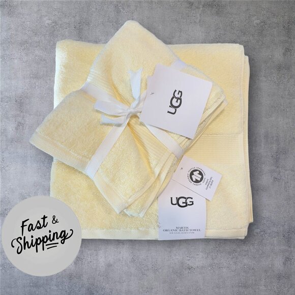 UGG Martis Organic Cotton Bath Towel BUTTER Set 4 Towels Yellow